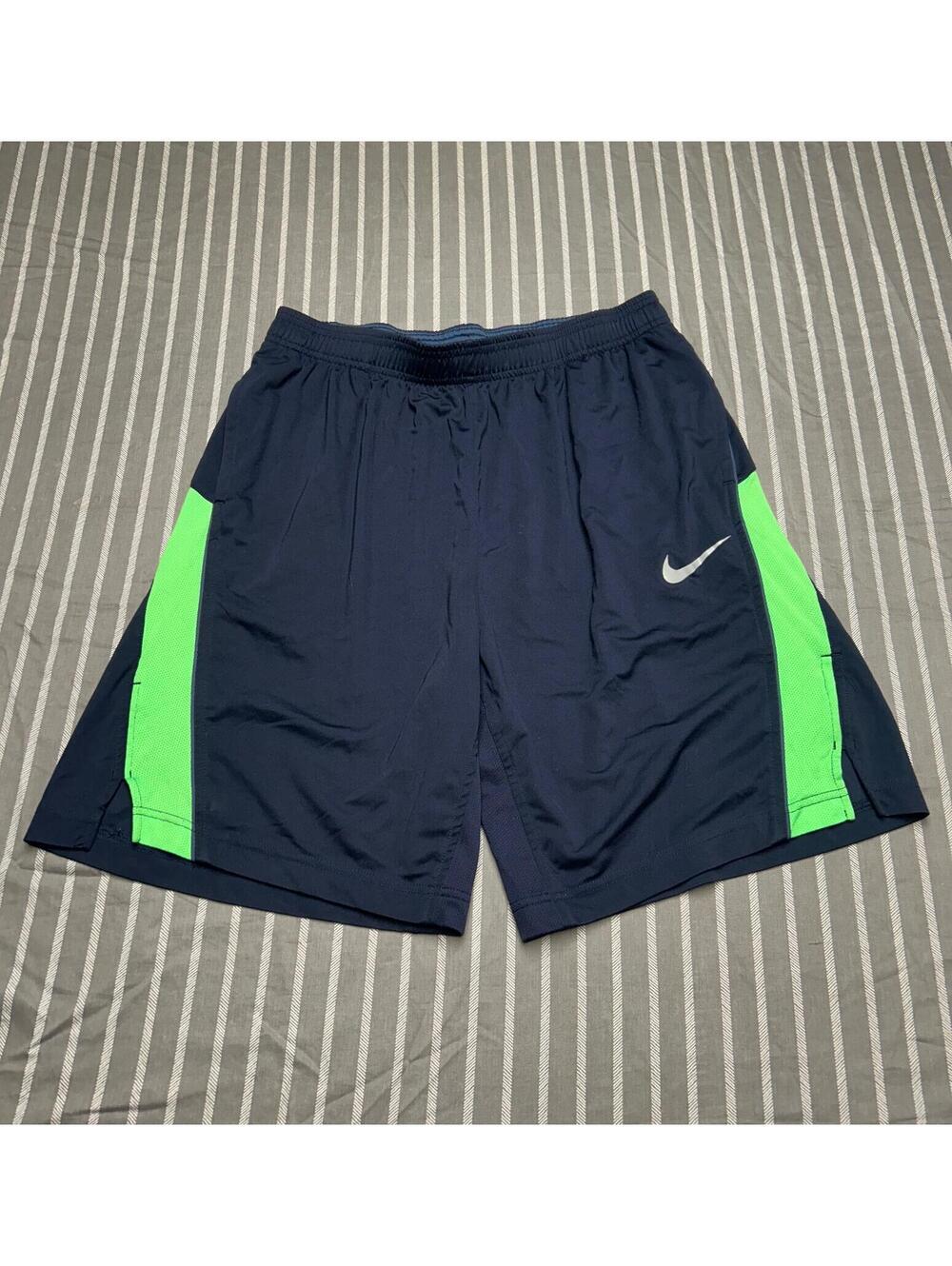 Nike Dri-Fit men's size Large athletic shorts blue green pockets
